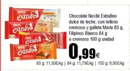 Cash FROIZ Chocolate Nestlé Extrafino dulce de leche, con relleno cremoso y galleta María Filipinos Blanco o cremoso oferta