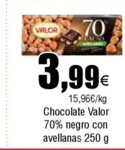 Cash FROIZ Chocolate Valor 70% negro con avellanas oferta