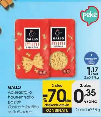 Eroski Gallo Adierazitako Haurrentzako Pastak oferta