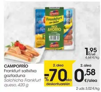 Eroski Campofrío Frankfurt Saltxitxa Gaztaduna 420g oferta
