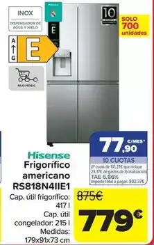 Carrefour Hisense - frigorífico americano rs818n4iie1 oferta