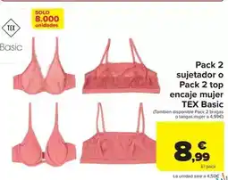Carrefour Tex basic - pack 2 sujetador o pack 2 top encaje mujer oferta