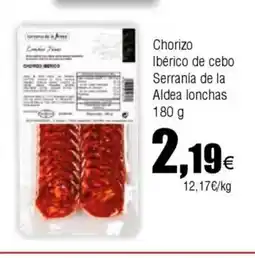 Cash FROIZ Chorizo Ibérico de cebo Serranía de la Aldea lonchas oferta