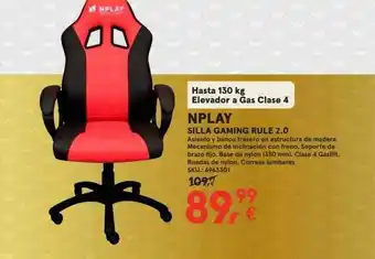 Worten Nplay Silla Gaming Rule 2.0 oferta