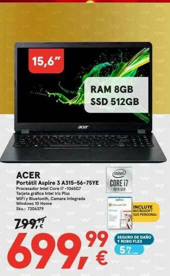 Worten Acer Portátil Aspire 3 A315-56-75ye oferta