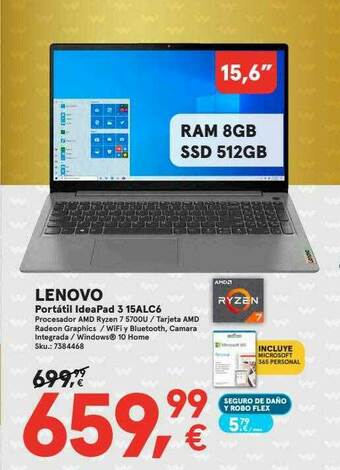 Worten Lenovo Portátil Ideapad 3 15alc6 oferta