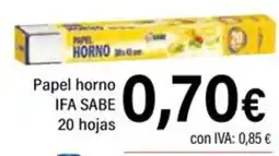 Cash Ifa IFA SABE Papel horno 20 hojas oferta