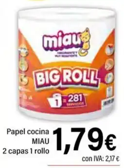 Cash Ifa MIAU Papel cocina 2 capas 1 rollo oferta