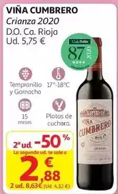 Alcampo Viña cumbrero - crianza 2020 oferta