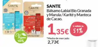 Sante Bálsamo Labial Bio Granada y Marula/Karité y Manteca de Cacao