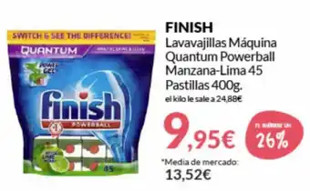 PrimaPrix Finish Lavavajillas Máquina Quantum Powerball Manzana Lima 45 Pastillas 400g oferta