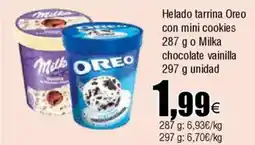 Cash FROIZ OREO y MILKA Helado tarrina con mini cookies o chocolate vainilla oferta