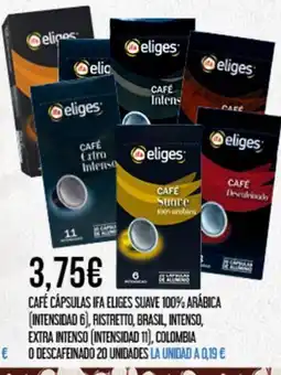 Claudio Café cápsulas ifa eliges suave 100% arábica (intensidad 6) ristretto brasil intenso oferta