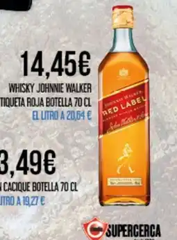Claudio Whisky johnnie walker etiqueta roja botella oferta