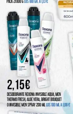 Claudio Desodorante rexona invisible aqua, men thermo fresh, aloe vera, bright bouquet oferta