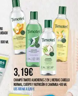 Claudio Champú timotei almendras 2 en 1, hierbas cabello normal, cuerpo y nutrición o camomila oferta
