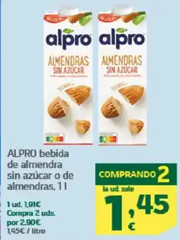 HiperDino ALPRO bebida de almendra sin azúcar o de almendras oferta