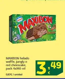HiperDino MAXIBON helado waffle, jungly o red cheescake oferta