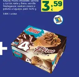 HiperDino KALISE Pivots chocolate, vainilla y turron, nata y fresa, vainilla Madagascar, cookies cream o polvito uruguayo oferta