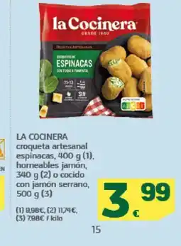HiperDino LA COCINERA croqueta artesanal espinacas oferta