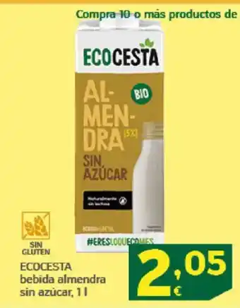 HiperDino ECOCESTA bebida almendra sin azúcar oferta