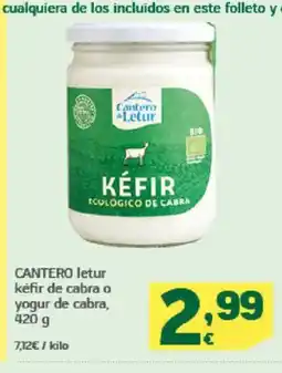 HiperDino CANTERO letur kefir de cabra o yogur de cabra oferta