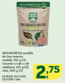 HiperDino NATURGREEN semilla de lino marron molido sésamo crudo o de calabaza oferta