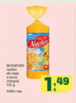HiperDino BICENTURY nackis de maiz o arroz integral oferta