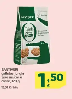 HiperDino SANTIVERI galletas jungla zero azúcar o cacao oferta