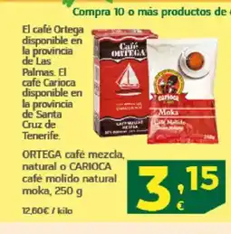 HiperDino ORTEGA Café mezcla, natural o carioca café molido natural moka oferta