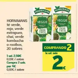 HiperDino HORNIMANS tė verde, rojo, verde extrapuro, chai, verde kombucha o rooibos oferta