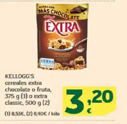 HiperDino KELLOGG'S cereales extra chocolate o fruta oferta