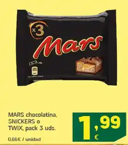 HiperDino MARS SNICKERS O TWIX chocolatina oferta