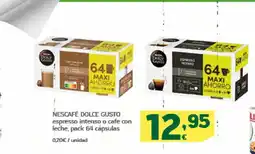 HiperDino NESCAFÉ DOLCE GUSTO espresso intenso o cafe con leche, pack 64 capsulas oferta