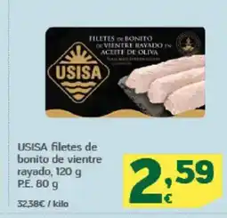 HiperDino USISA filetes de bonito de vientre rayado oferta