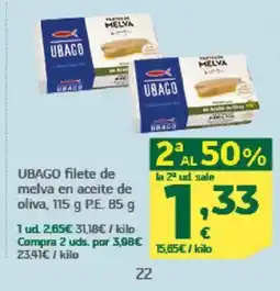 HiperDino UBAGO filete de melva en aceite de oliva oferta