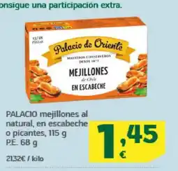HiperDino PALACIO mejillones al natural, en escabeche o picantes oferta