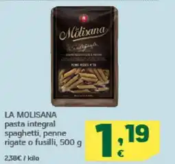 HiperDino LA MOLISANA pasta integral spaghetti, penne rigate o fusilli oferta