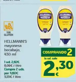 HiperDino HELLMANN'S mayonesa bocabajo oferta