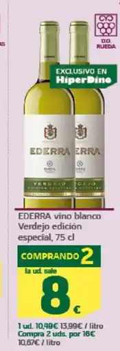 HiperDino EDERRA vino blanco Verdejo edición especial oferta
