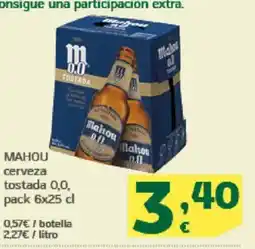 HiperDino MAHOU cerveza tostada 0,0, oferta