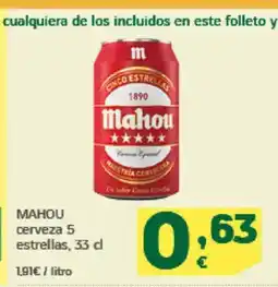 HiperDino MAHOU cerveza 5 estrellas oferta