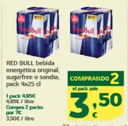HiperDino RED BULL bebida energética original, sugarfree o sandia oferta