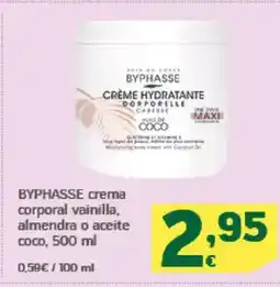 HiperDino BYPHASSE crema corporal vainilla, almendra o aceite Coco oferta