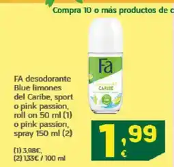 HiperDino FA desodorante Blue limones del Caribe, sport o pink passion, roll on o pink passion, spray oferta