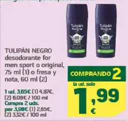 HiperDino TULIPÁN NEGRO desodorante for men sport o original o fresa y nata oferta