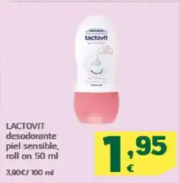 HiperDino LACTOVIT desodorante piel sensible, roll on oferta