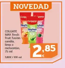 HiperDino COLGATE MAX fresh fruit fusión sandia, lima o melocoton oferta
