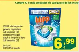 HiperDino WIPP detergente power capsulas, 33 lavados detergente gel azul o limpio y liso oferta