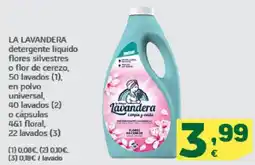 HiperDino LA LAVANDERA detergente liquido flores silvestres o flor de cerezo, 50 lavados oferta
